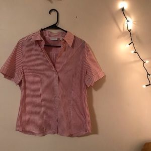 Vintage Red and White Stripe Button Down